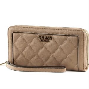 GUESS. Tan Quilted Women's Wristlet.